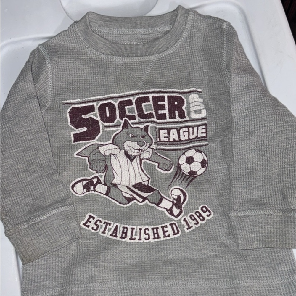 Gray Soccer League Sweatshirt with Graphic Design